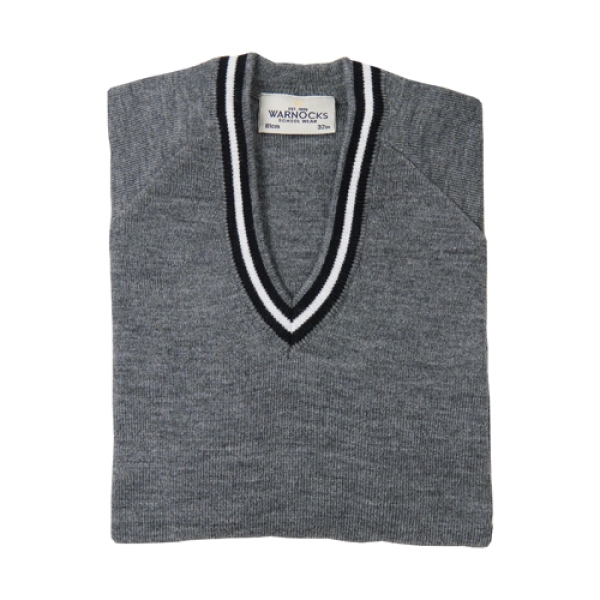 GREY V NECK WITH BLACK AND WHITE TRIM, Park Lodge Primary School, Campbell College Junior School